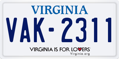 VA license plate VAK2311