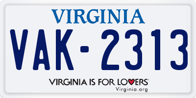 VA license plate VAK2313