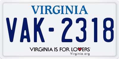 VA license plate VAK2318