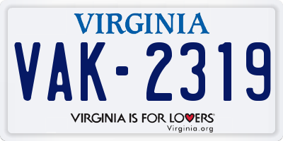 VA license plate VAK2319