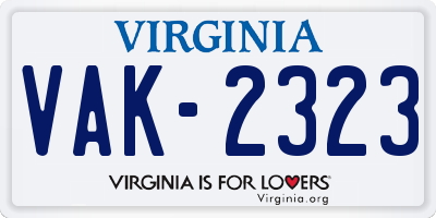 VA license plate VAK2323