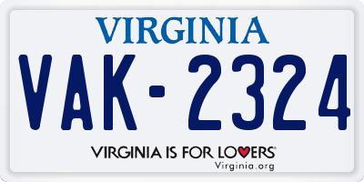 VA license plate VAK2324
