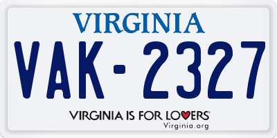 VA license plate VAK2327
