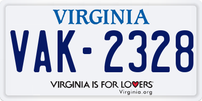 VA license plate VAK2328