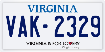 VA license plate VAK2329