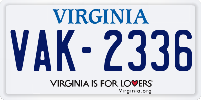 VA license plate VAK2336