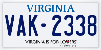 VA license plate VAK2338