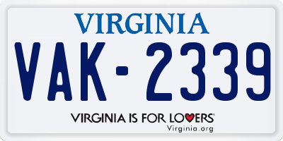 VA license plate VAK2339