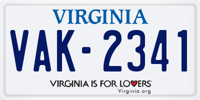 VA license plate VAK2341