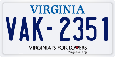 VA license plate VAK2351