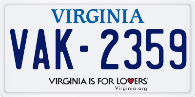 VA license plate VAK2359