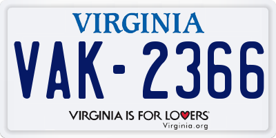 VA license plate VAK2366
