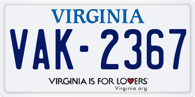 VA license plate VAK2367
