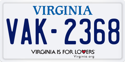 VA license plate VAK2368