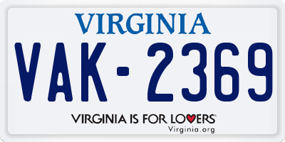 VA license plate VAK2369