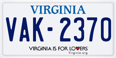 VA license plate VAK2370
