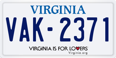 VA license plate VAK2371