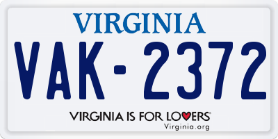 VA license plate VAK2372