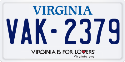 VA license plate VAK2379