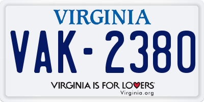 VA license plate VAK2380