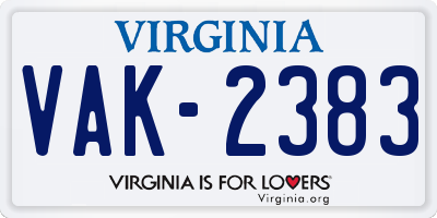VA license plate VAK2383