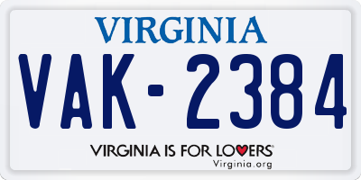 VA license plate VAK2384
