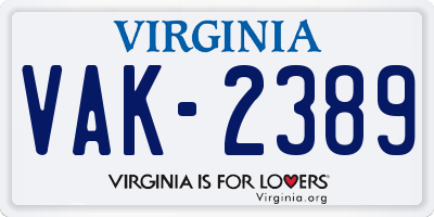 VA license plate VAK2389