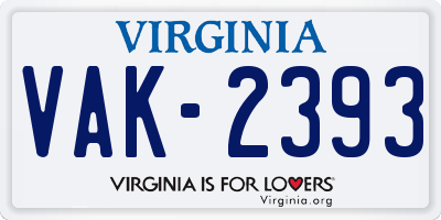 VA license plate VAK2393