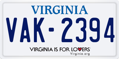 VA license plate VAK2394