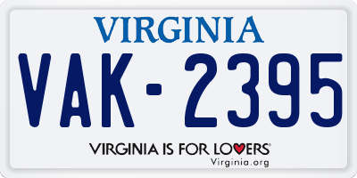 VA license plate VAK2395