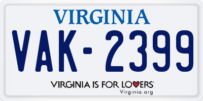 VA license plate VAK2399