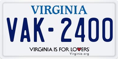VA license plate VAK2400