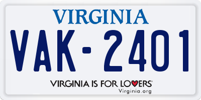 VA license plate VAK2401