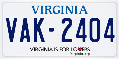 VA license plate VAK2404