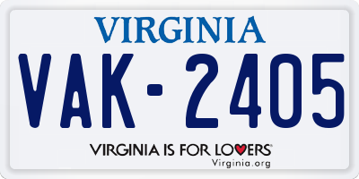 VA license plate VAK2405