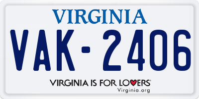 VA license plate VAK2406