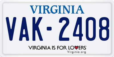 VA license plate VAK2408