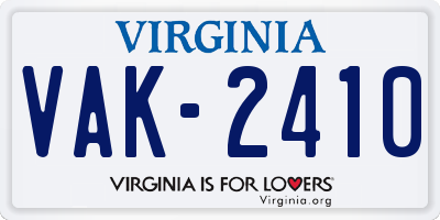VA license plate VAK2410