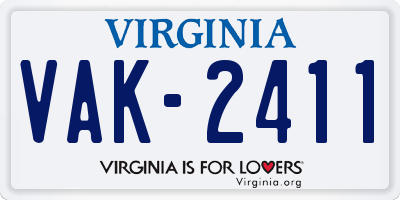 VA license plate VAK2411