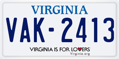 VA license plate VAK2413