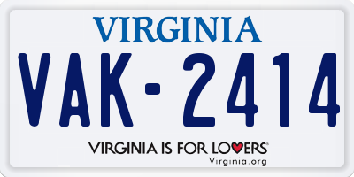 VA license plate VAK2414