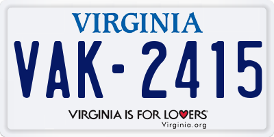 VA license plate VAK2415