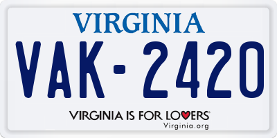 VA license plate VAK2420
