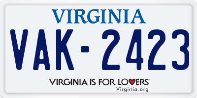 VA license plate VAK2423
