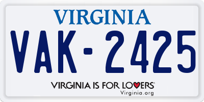 VA license plate VAK2425