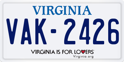 VA license plate VAK2426
