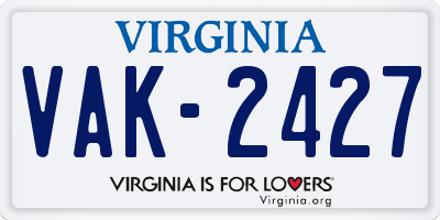 VA license plate VAK2427