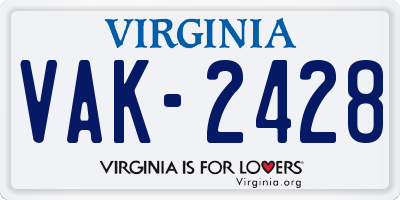 VA license plate VAK2428