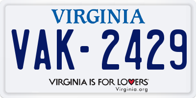 VA license plate VAK2429