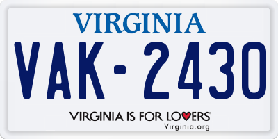 VA license plate VAK2430